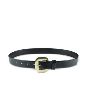 Gavazzeni Dalia leather belt in Nero with gold buckle, Size 75cm, New with Tag